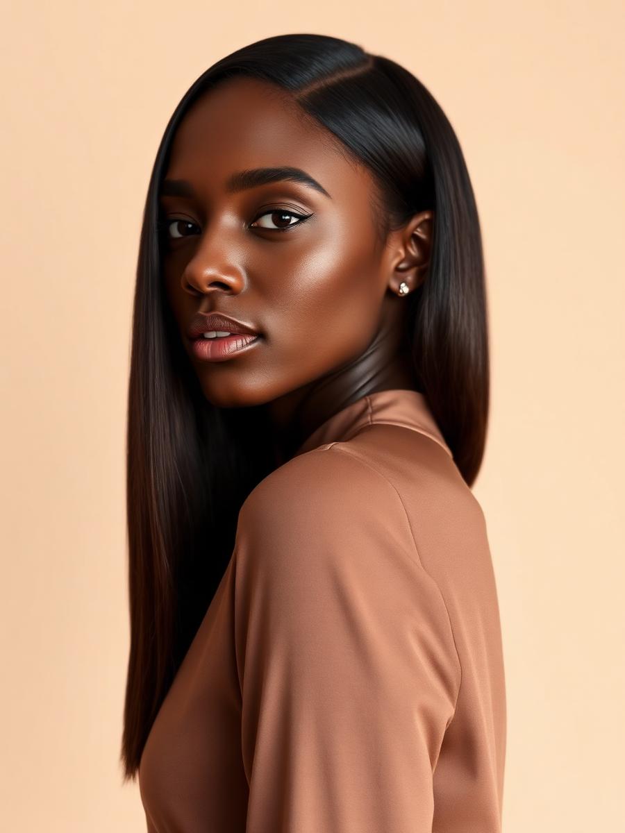 Silk Press styled on model
